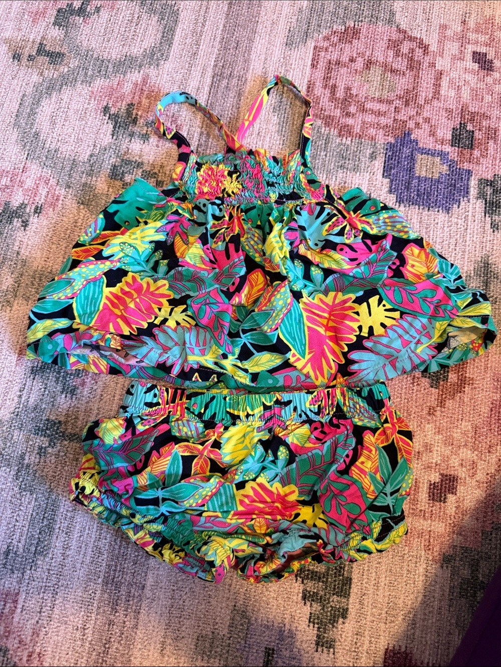 Tropical Floral Baby Tank & Bloomers Set - Bright Multicolor